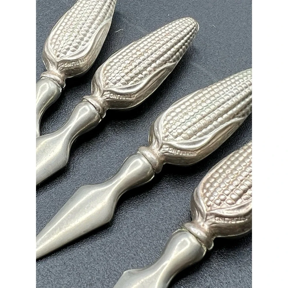 VTG Sterling Silver Corn on the Cob Holders Set of 4 Corn Picks 1.37 Ounces
